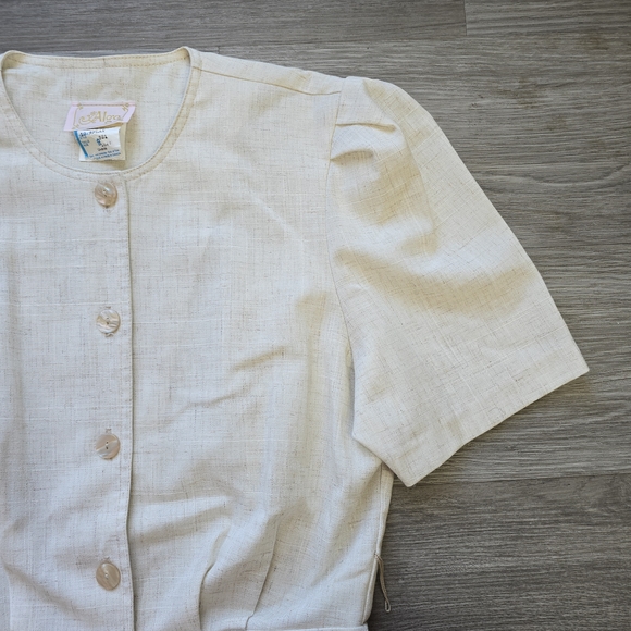 Vintage Algo Cream Midi Flax Blend Dress - Picture 8 of 12